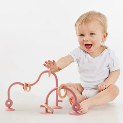 Silicone Roller Coaster with Wooden Rings - Teether Toy - Comfort Meets Creativity