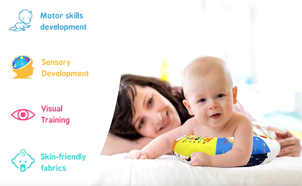 Interactive Tummy Time Pillow –  Double-Sided - A Sensory Wonderland for Your Little One!