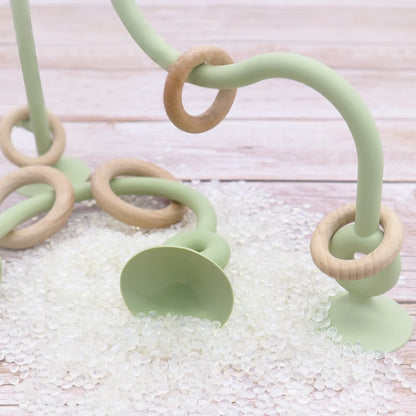 Silicone Roller Coaster with Wooden Rings - Teether Toy - Comfort Meets Creativity