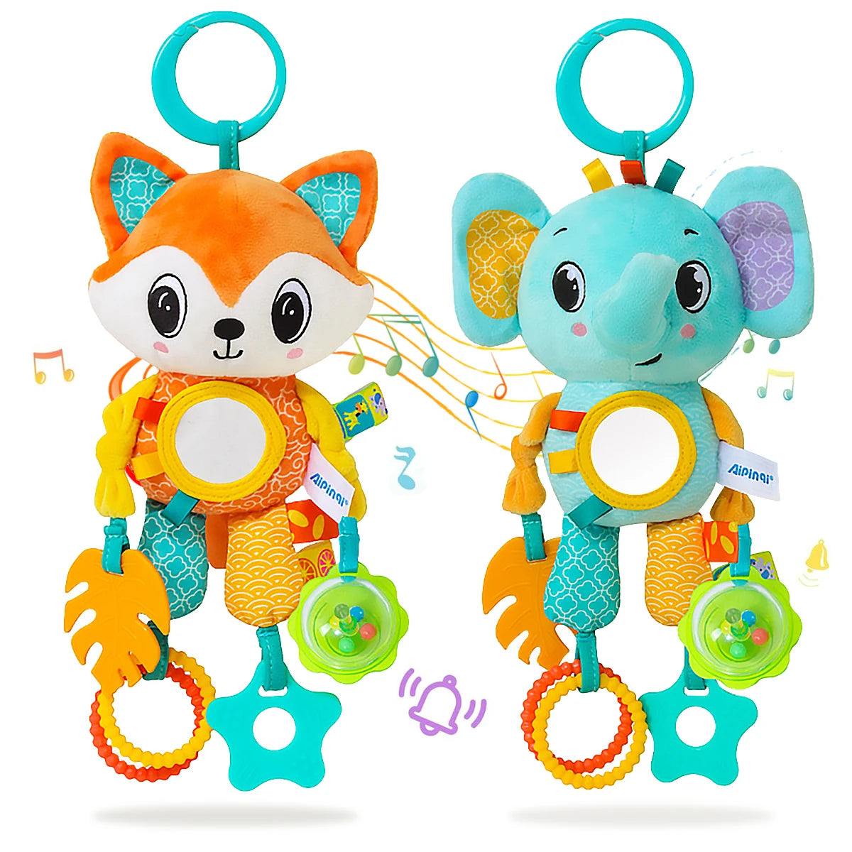 Multi-activity Elephant & Fox Rattles – A Gentle Delight for Little Hands!