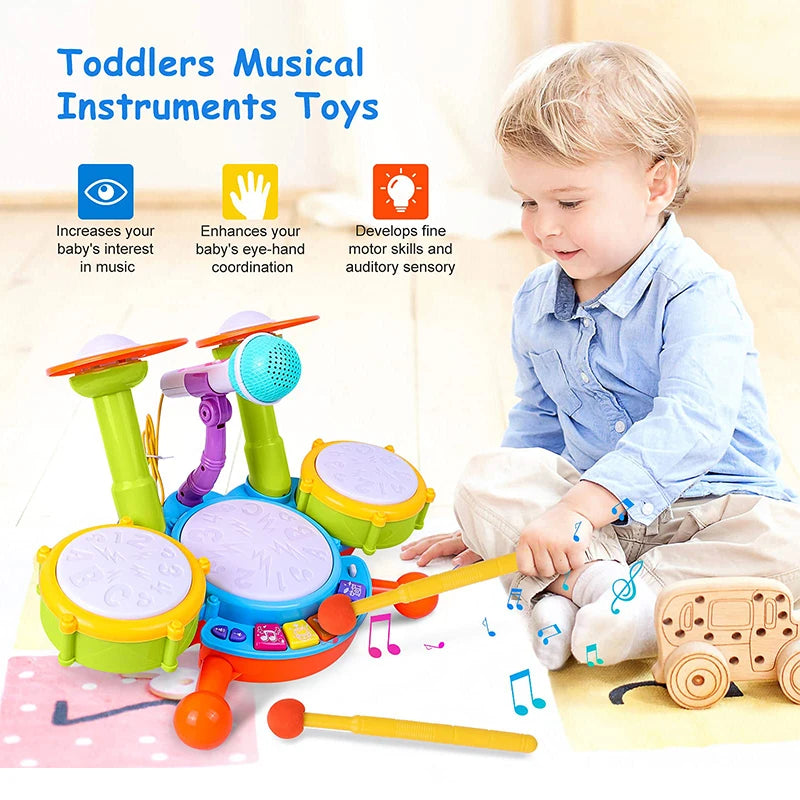 Drum Set with Microphone – A Musical Wonderland for Toddlers!