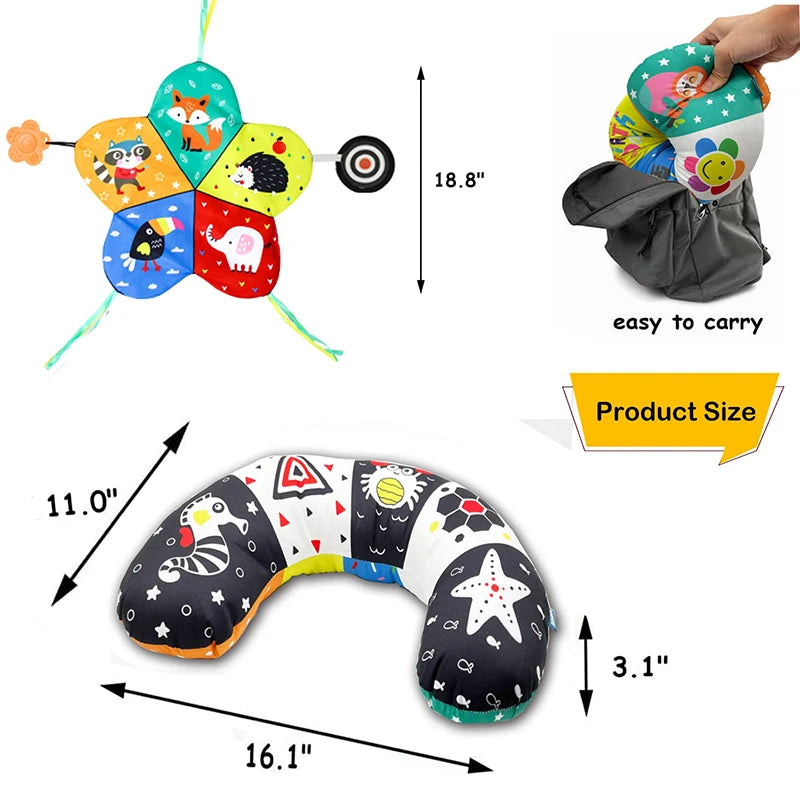 Interactive Tummy Time Pillow –  Double-Sided - A Sensory Wonderland for Your Little One!