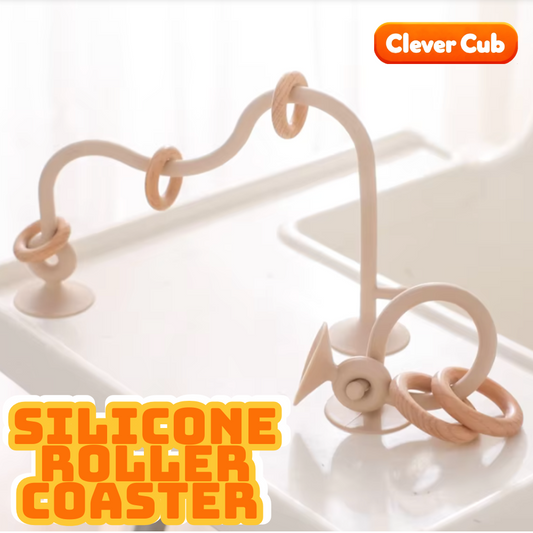 Silicone Roller Coaster with Wooden Rings - Teether Toy - Comfort Meets Creativity